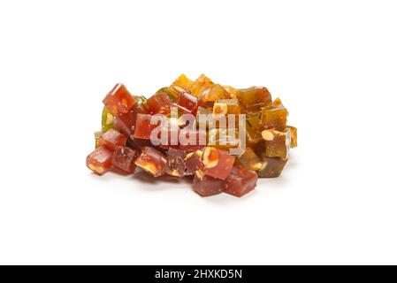 Turkish traditional delight with nuts isolated on a white background. Stock Photo