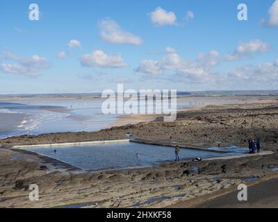 Westward Ho! sea pool, Devon, UK Stock Photo