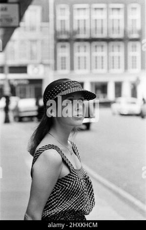 American actress Carrie Fisher, who is the star of the film 'Star Wars', in which she plays Princess Leia, arrived in London today to promote the film. 28th September 1977. Stock Photo