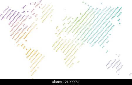 Dotted map of World. Colorful halftone design. Simple flat vector illustration Stock Vector