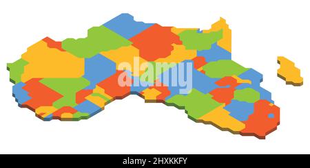 Isometric political map of Africa Stock Vector