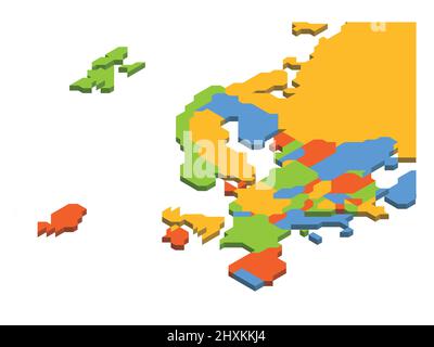 Isometric political map of Europe Stock Vector