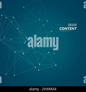Abstract connection structure on dark background with connecting dots and lines Stock Vector