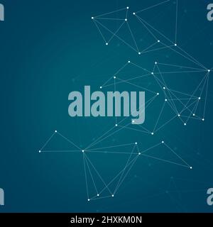 Abstract connection structure on dark background with connecting dots and lines Stock Vector