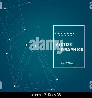 Abstract vector science dark blue background with connecting dots and lines Stock Vector