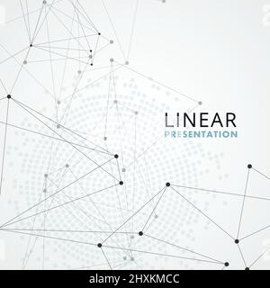Network connection lines and dots on gray background Stock Vector