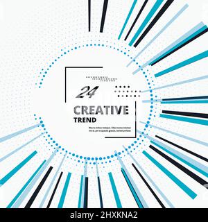 Halftone circles with ray lines design element Stock Vector
