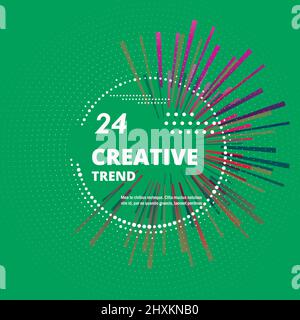 Abstract circular geometric background with burst dynamic lines or rays Stock Vector