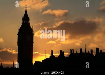 Sunset over Big Ben,, London, United Kingdom.