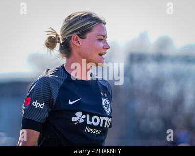 Frankfurt, Germany. 13th Mar, 2022. during the Flyeralarm Frauen-Bundesliga 2021/2022 match between Eintracht Frankfurt and SGS Essen at Stadium at Brentanobad in Frankfurt am Main, Germany. Norina Toenges/Sports Press Photo Credit: SPP Sport Press Photo. /Alamy Live News Stock Photo