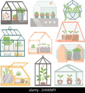 Greenhouse icon set. Flat set of greenhouse vector icons for web design ...