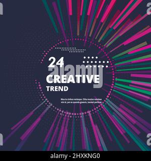 Abstract circular geometric background with burst dynamic lines or rays Stock Vector