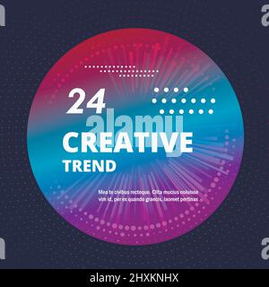 Halftone circles with ray lines design element Stock Vector