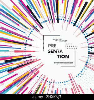 Abstract circular geometric background with burst dynamic lines or rays Stock Vector