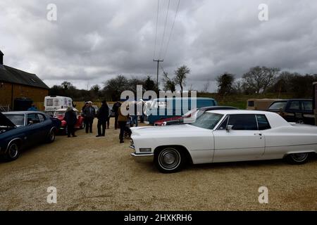 Classic Car Meet at Hook Norton Brewery Oxfordshire England uk March 2022 Stock Photo