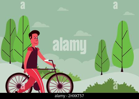 man in bicycle character Stock Vector