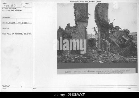 Photo Originale Troupes Britanniques - Chute De Péronne - WW1 1917 - Tirage Argenté