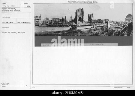 Ruins at Ypres, Belgium.  Collection of World War I Photographs, 1914-1918 that depict the military activities of British and other nation's armed forces and personnel during World War I. Stock Photo