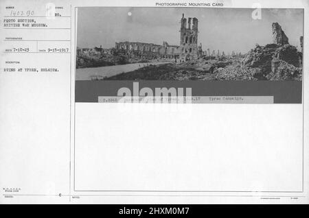 Ruins at Ypres, Belgium.  Collection of World War I Photographs, 1914-1918 that depict the military activities of British and other nation's armed forces and personnel during World War I. Stock Photo