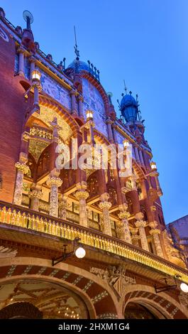 Principal facade of The Palau de la Musica Catalana. Barcelona, Catalonia, Spain. Stock Photo