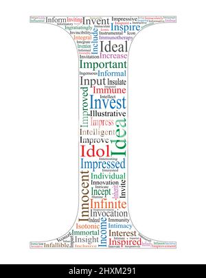 ABC word cloud. Positive words Letter I Stock Vector