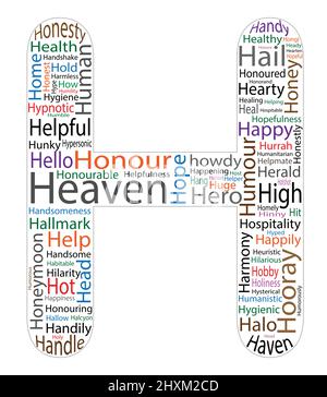 ABC word cloud. Positive words Letter H Stock Vector