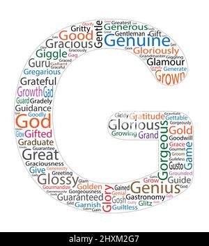 ABC word cloud. Positive words Letter G Stock Vector