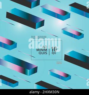 Modern isometric structure with parallelepipeds. Vector graphics background Stock Vector