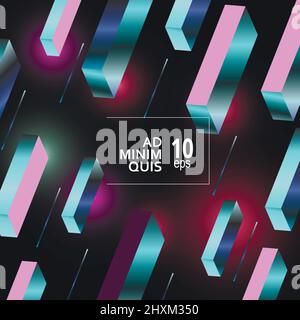 Modern isometric structure with parallelepipeds. Vector graphics background Stock Vector