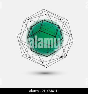 Molecule and communication vector pattern. Abstract circle connected lines with dots Stock Vector