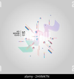 Rounded shapes geometric background with gradient composition on brochure design template Stock Vector