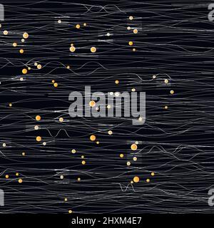 Vector wavy pattern with abstract lines and dots background Stock Vector