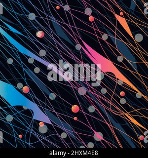 Vector modern texture. Repeating abstract background with waves lines and dots Stock Vector