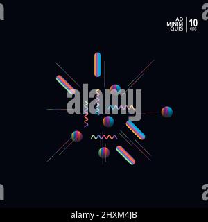 Minimal geometric background with dynamic shapes composition Stock Vector