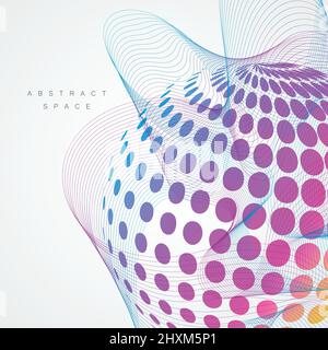 Abstract wave element for design. Vector digital line art background Stock Vector