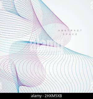 Colorful wave illustration. Abstract wave element and vector digital line art background Stock Vector