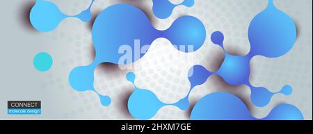 Abstract connection chain with molecule on banner background Stock Vector