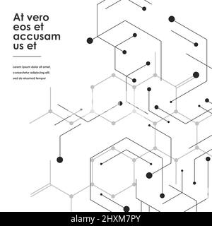 Hexagons genetic, science vector connection, chemical carcass and social network. Abstract concept with lines and dots Stock Vector