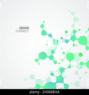 Science connection structure with molecules on simple modern white background. Vector illustration Stock Vector