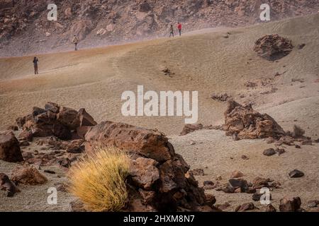 Tourists visiting Las Minas de San Jose, the mines of saint Joseph, in Teide National Park, Tenerife, Canary Islands, Spain Stock Photo