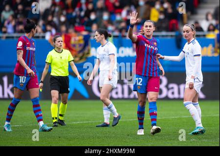 Spain. 13/03/2022, Patricia Guijarro of FC Barcelona during the Primera Iberdrola match between FC Barcelona and Real Madrid at Estadi Johan Cruyff in Sant Joan Despi, Spain. Stock Photo