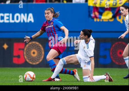 Spain. 13/03/2022, Patricia Guijarro of FC Barcelona during the Primera Iberdrola match between FC Barcelona and Real Madrid at Estadi Johan Cruyff in Sant Joan Despi, Spain. Stock Photo