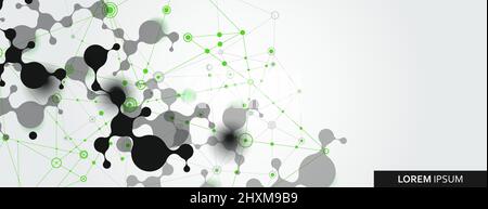Vector abstract with connection molecules, atoms and DNA background Stock Vector