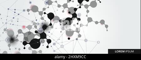 Vector abstract with connection molecules, atoms and DNA background Stock Vector