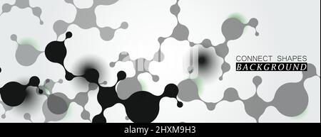 Vector abstract black molecules design and connection atoms illustration. Medical technology background Stock Vector