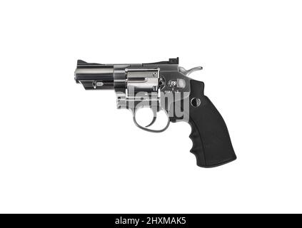 Pneumatic pistol revolver for sports and entertainment. Airsoft guns. Isolate on a white background. Stock Photo