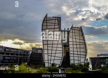 Office buildings in Sandton on a cloudy day , finacial hub of Johannesburg Stock Photo