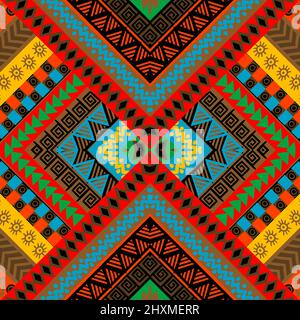 Geometric decorative ancient hand drawn ethnic motifs seamless pattern Stock Vector