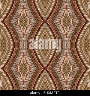 Geometric decorative seamless pattern with brown ethnic motifs Stock Vector