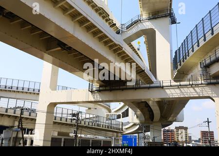 Highways that draw curves and intersect intricately Stock Photo